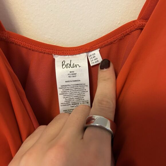 Boden Levanzo Ruched Halter Swimsuit Bathing Suit 8 Red Vacation Beach Classic - Picture 5 of 7